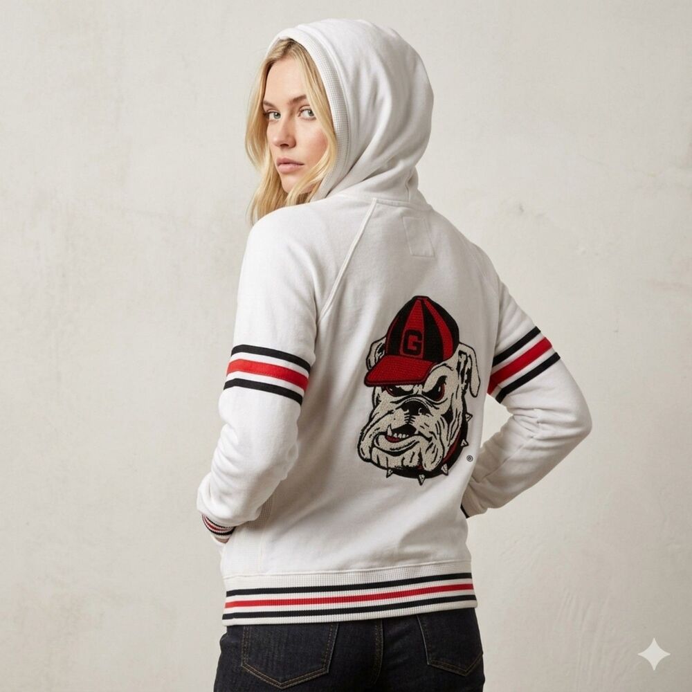 University of Georgia Bulldogs Women's Size L white zip-up hoodie